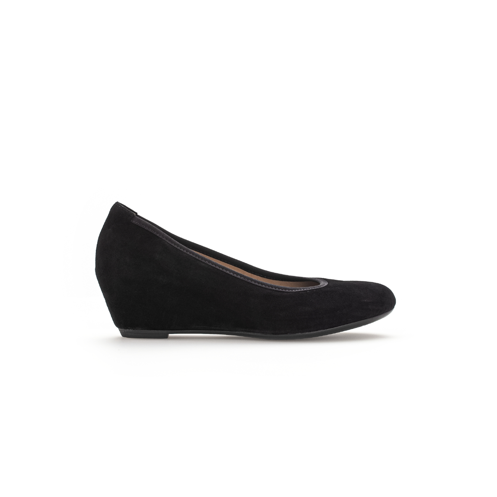 Gabor Fantasy 05.360.17 Black Suede Wedge Court shoe