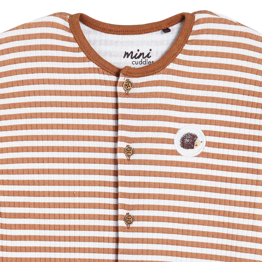 Mini Cuddles Unisex Brown Single Romper