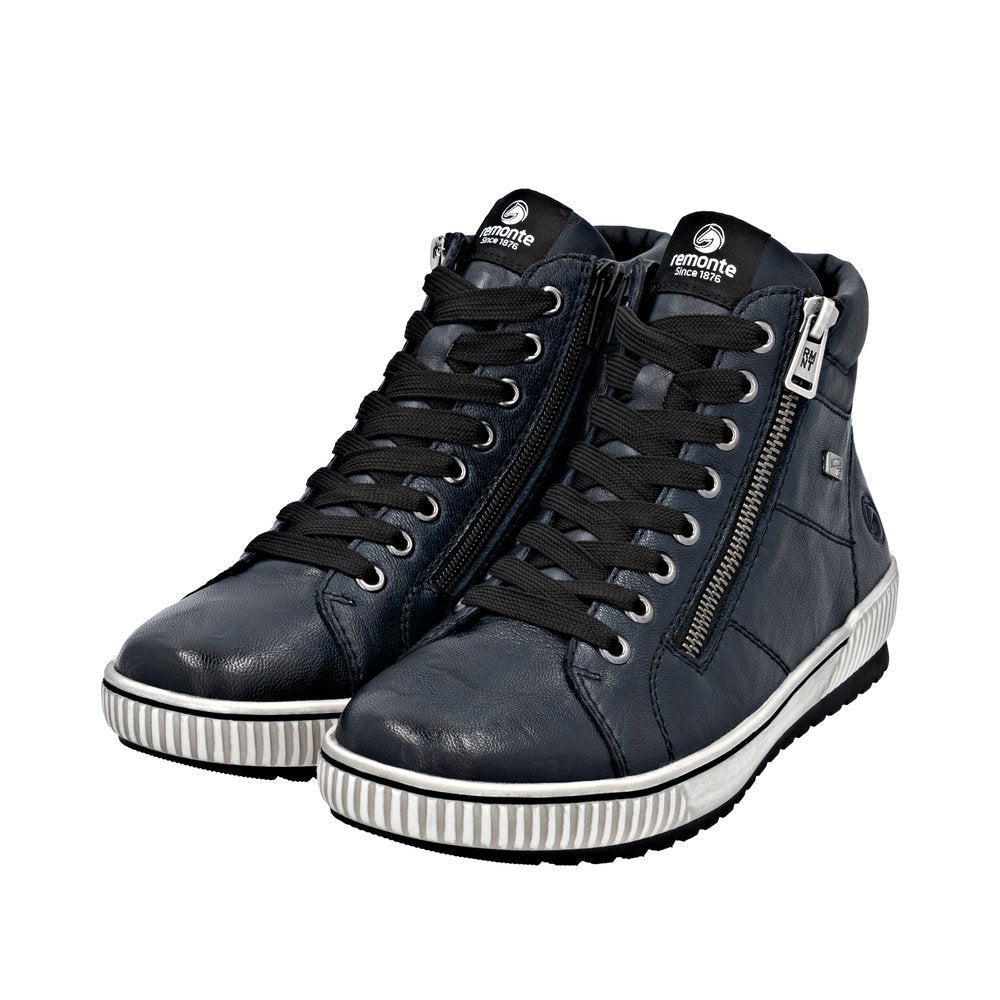Remonte D0772-15 Navy Wide Fit Waterproof Zip & Lace Up Boots