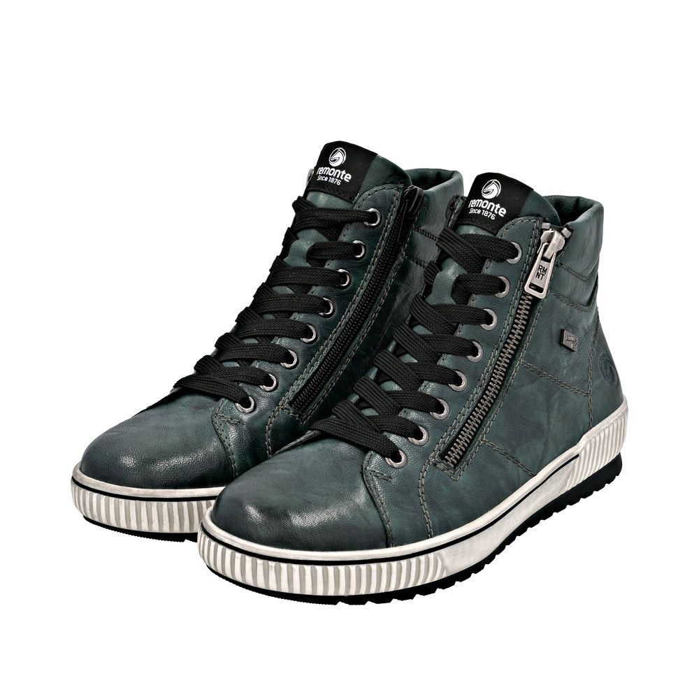 Remonte D0772-54 Green Wide Fit Waterproof Zip & Lace Up Boots
