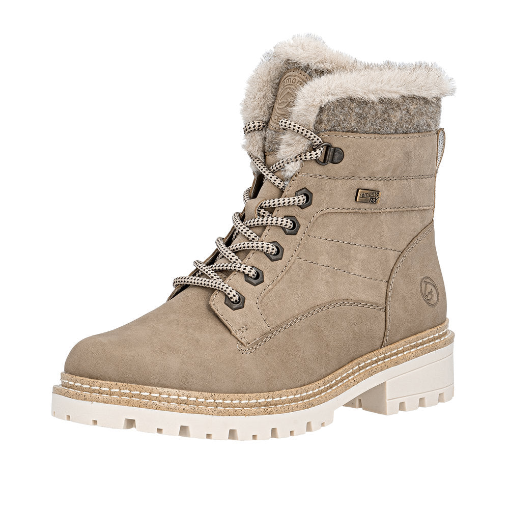 Remonte D0B81-20 Wide Fit Waterproof  Beige Boots