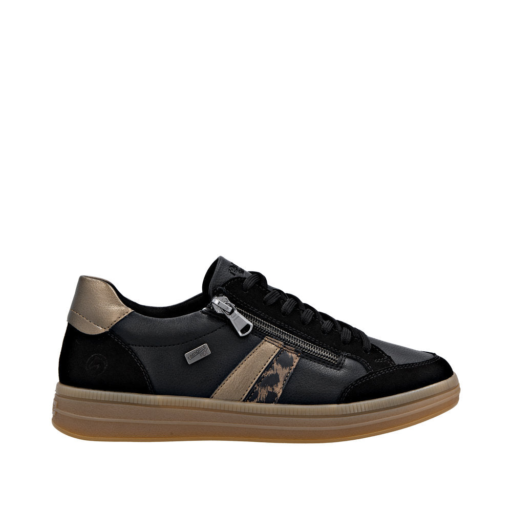 Remonte D2C04-03 Wide Fit Waterproof Black/Gold Sneakers