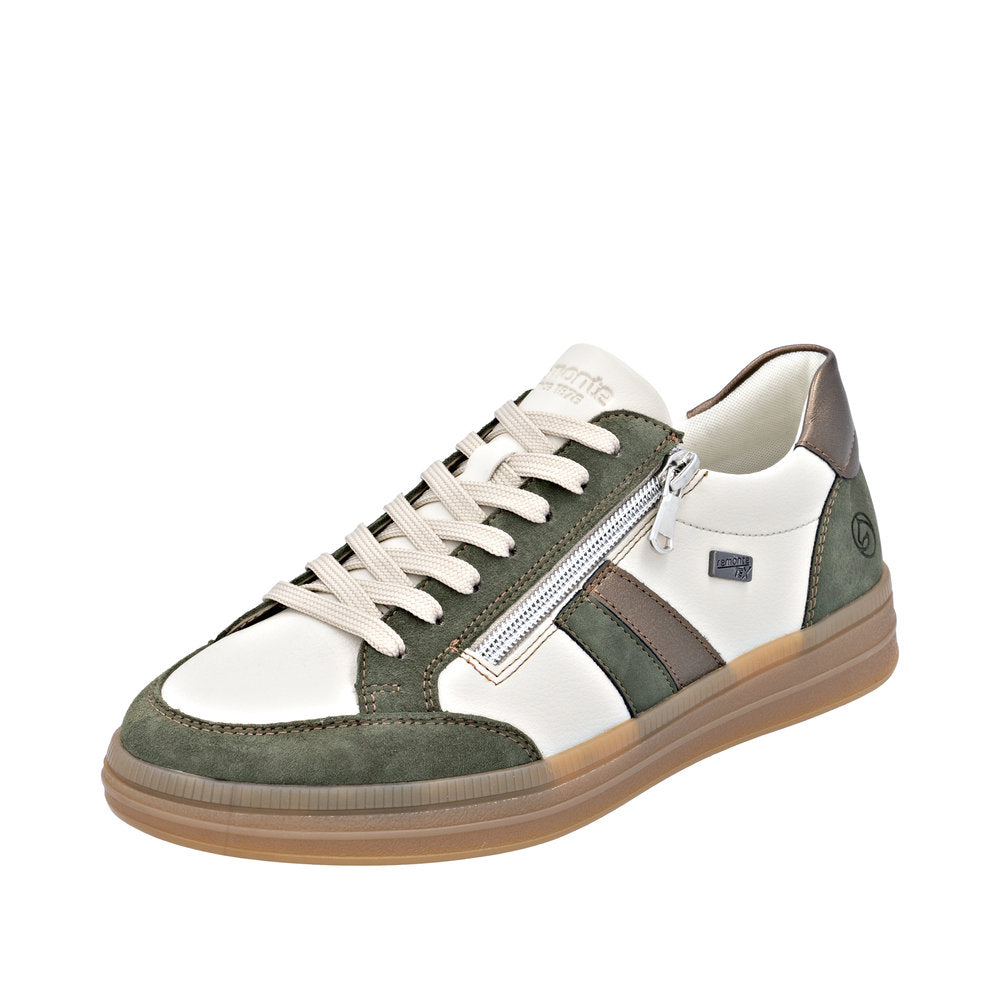 Remonte D2C04-60 Wide Fit Waterproof Cream/Green Sneakers