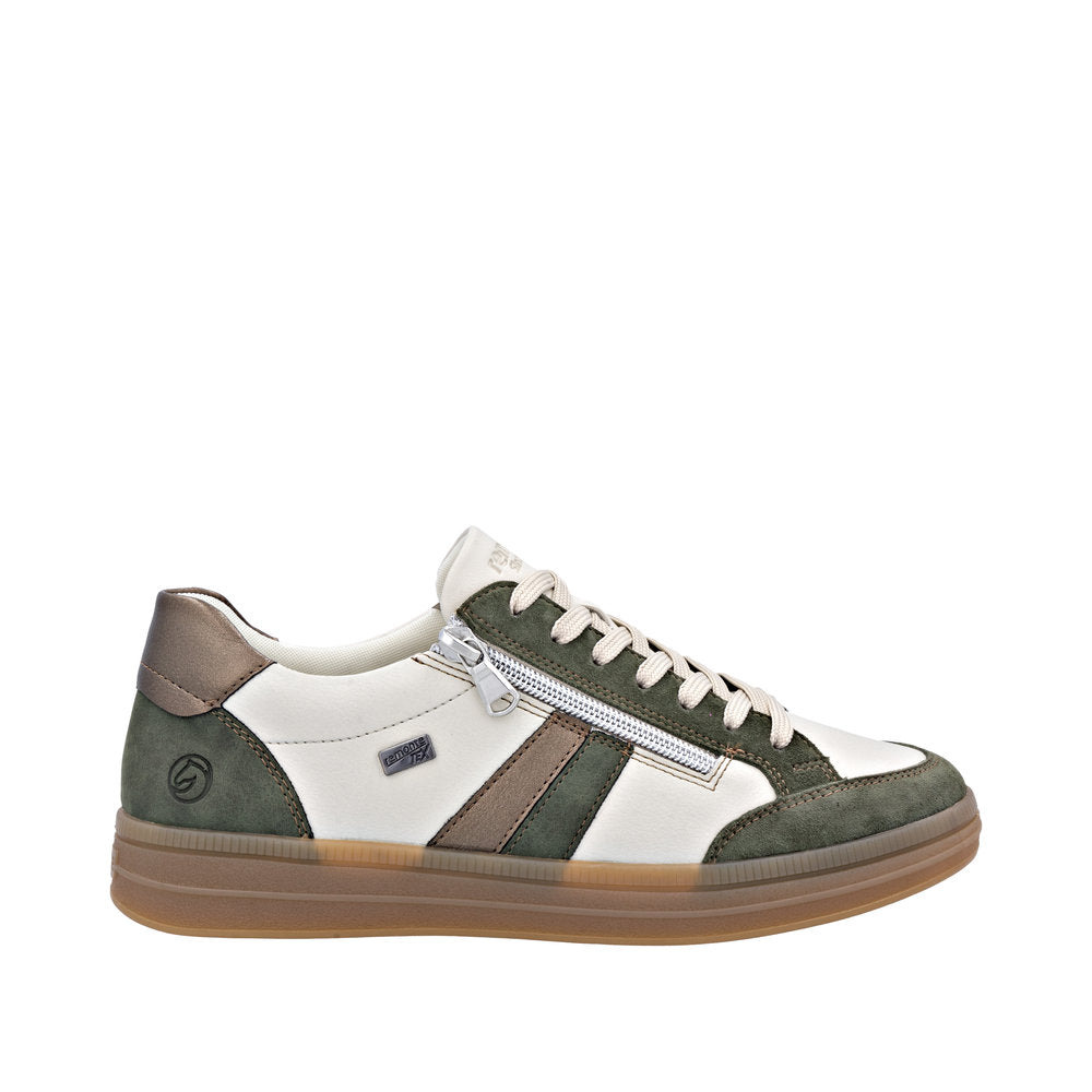 Remonte D2C04-60 Wide Fit Waterproof Cream/Green Sneakers