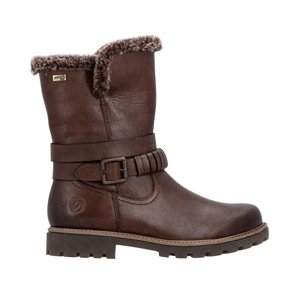 Remonte D3C72-22 Wide Fit Waterproof Wool Lined Mid Length Brown Boots