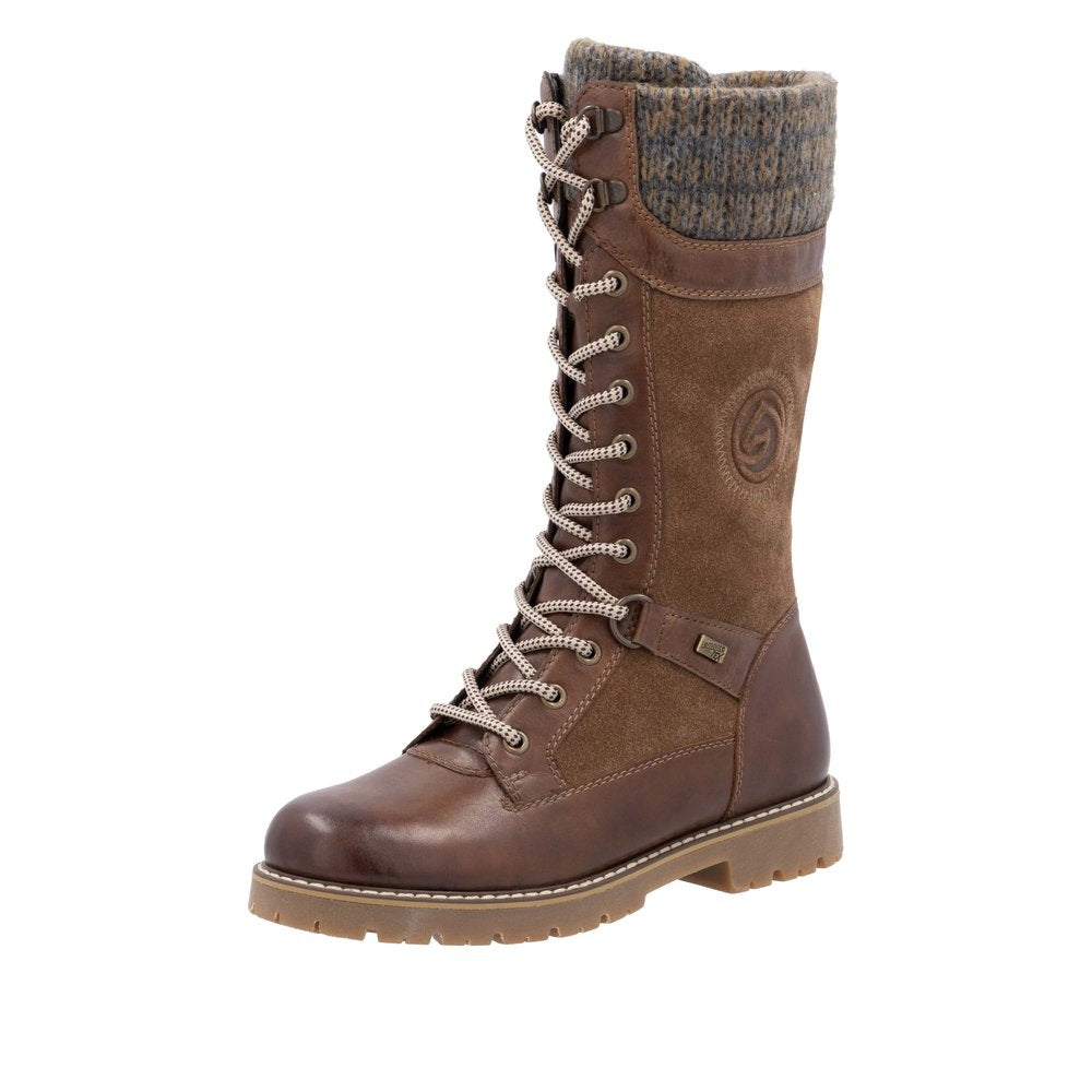 Remonte D9380-20 Wide Fit Lambswool Lined Waterproof Tall Brown Boots