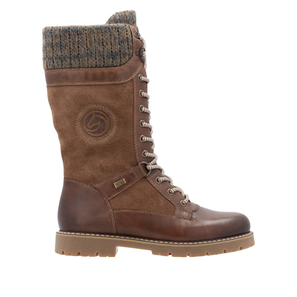 Remonte D9380-20 Wide Fit Lambswool Lined Waterproof Tall Brown Boots