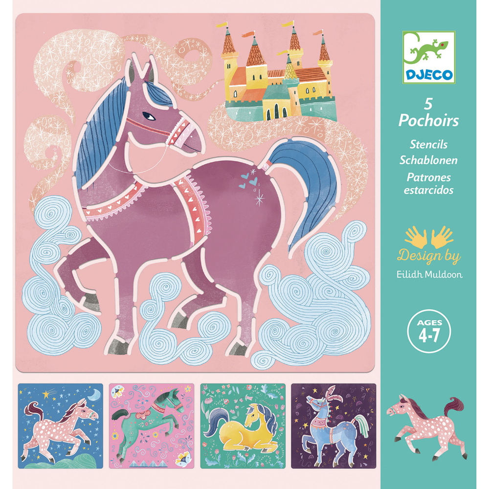 Djeco Small Gifts For Older Ones - Stencils - Horses DJ08915