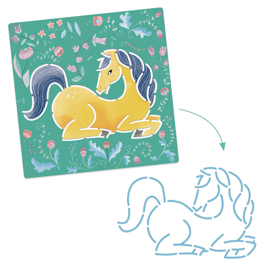 Djeco Small Gifts For Older Ones - Stencils - Horses DJ08915