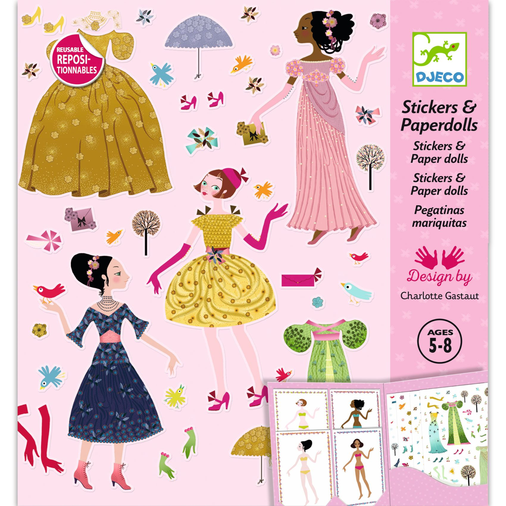 Djeco Small Gifts For Older Ones - Stickers - Paper Dolls - Dresses Through The Seasons DJ09690