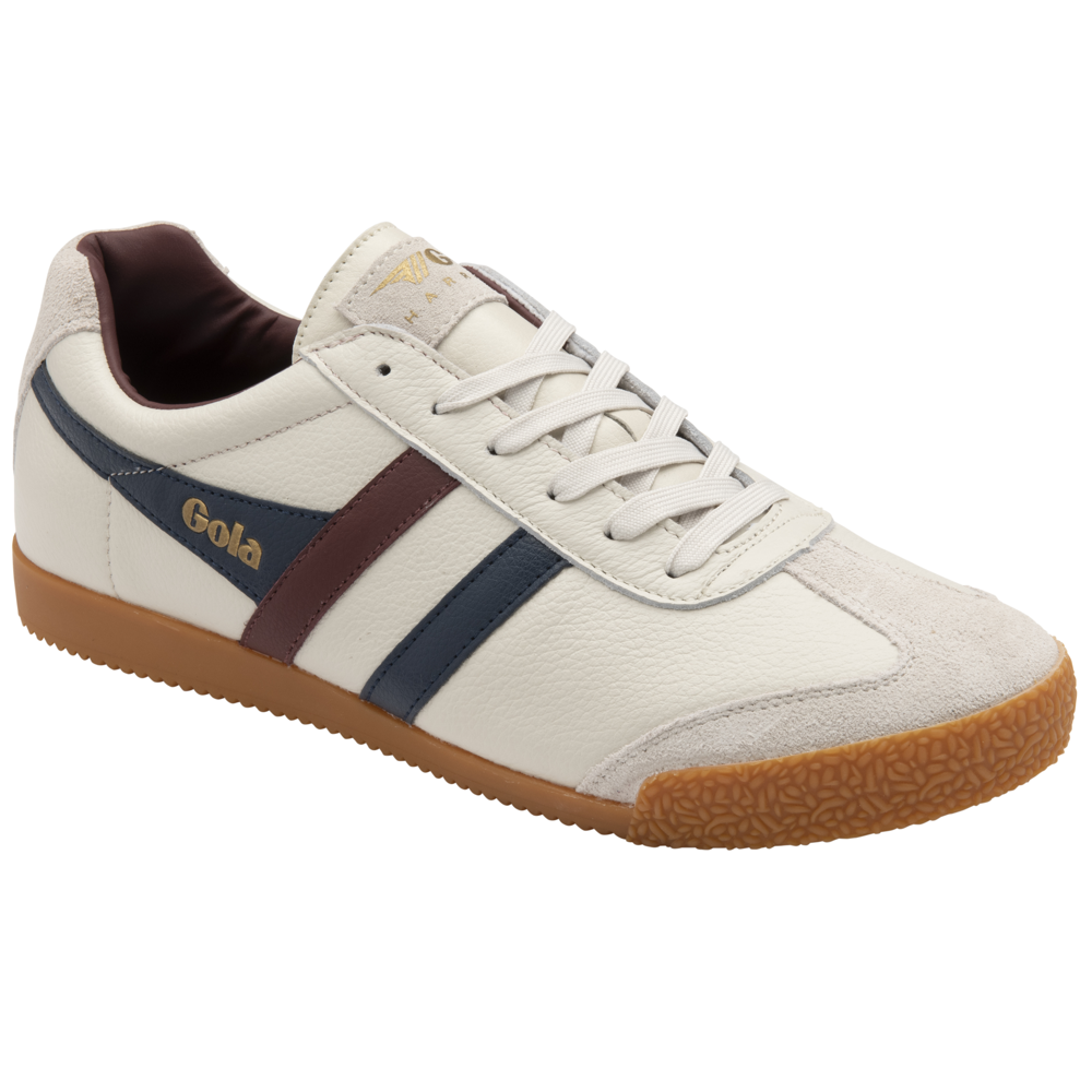 Gola Harrier Leather Off White/Burgundy/Navy Mens Trainers