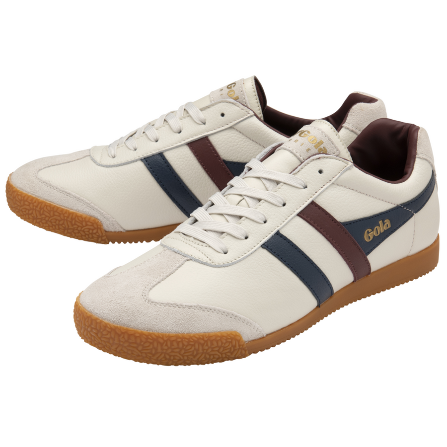 Gola Harrier Leather Off White/Burgundy/Navy Mens Trainers