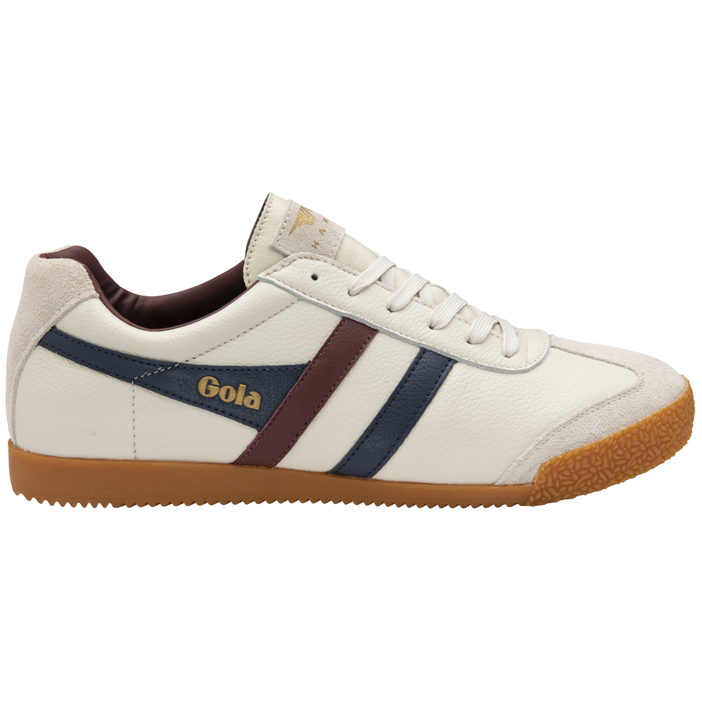 Gola Harrier Leather Off White/Burgundy/Navy Mens Trainers