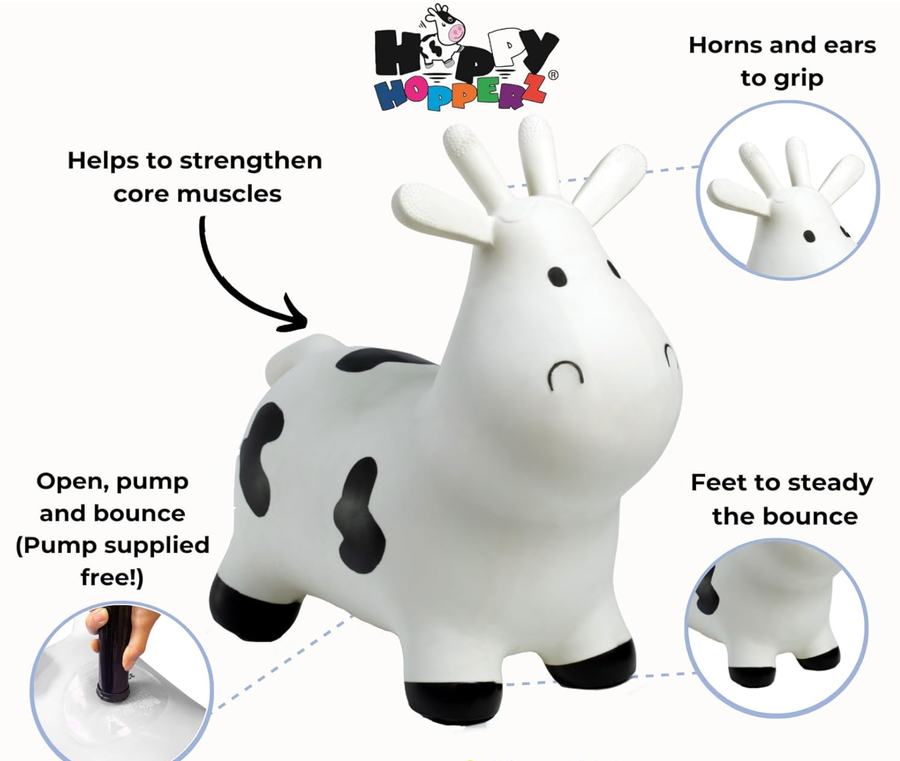 Happy Hopperz WHITE COW- Space Hopper For Little People