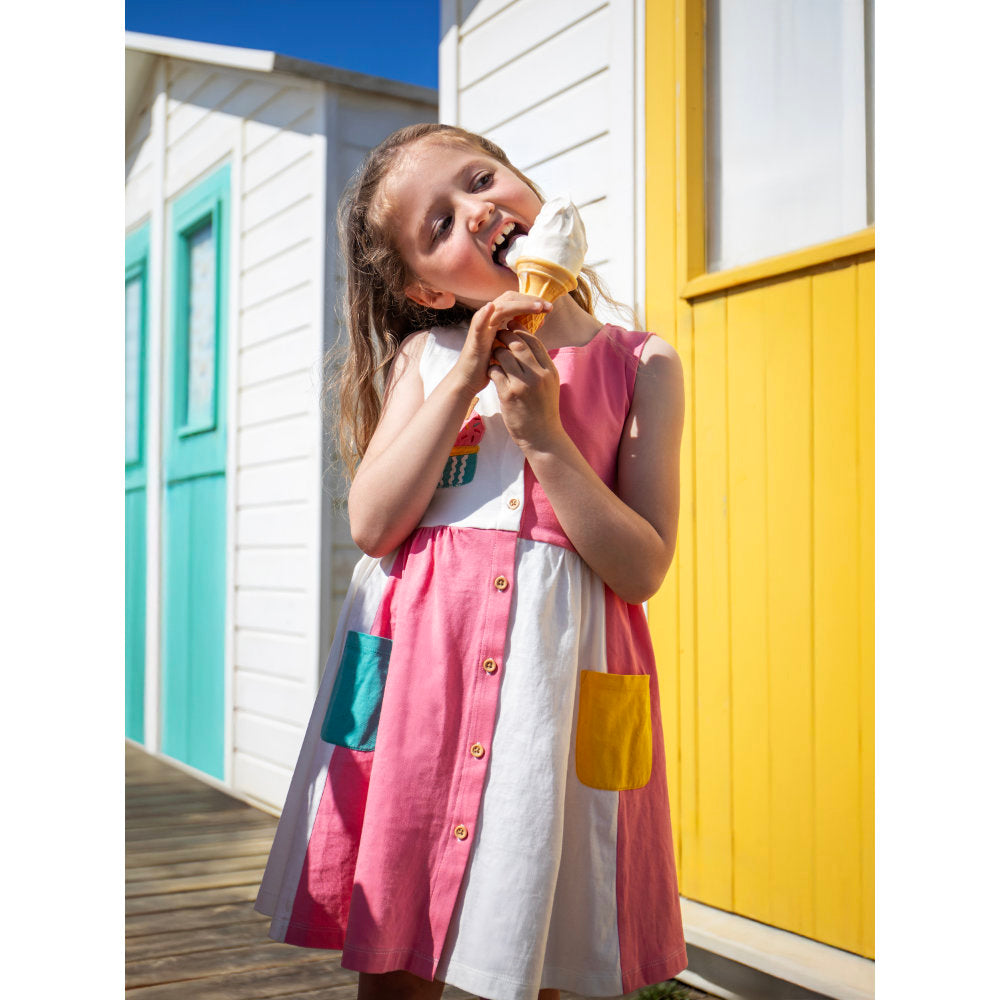 Frugi Henny Hotchpotch Dress - Sea Shell/Ice Cream