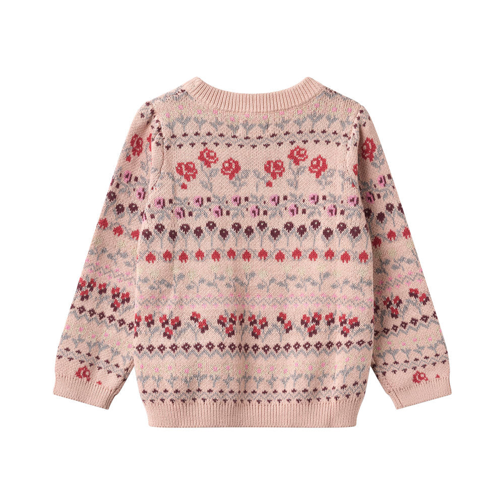 Wheat 0513-560-GOTS Jacquard Pullover Mikmak 2317 Dim Rose