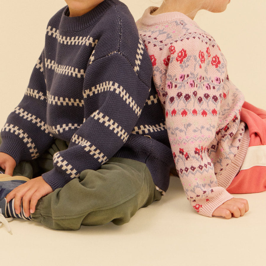 Wheat 0513-560-GOTS Jacquard Pullover Mikmak 2317 Dim Rose