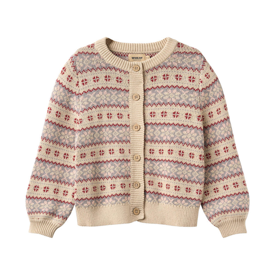 Wheat 0566-560-GOTS Jacquard Cardigan Vikki 3191 Offwhite