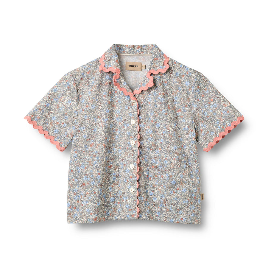 Wheat Shirt S/S Lace Vilma - 0616-223 2650 Air Blue Flowers