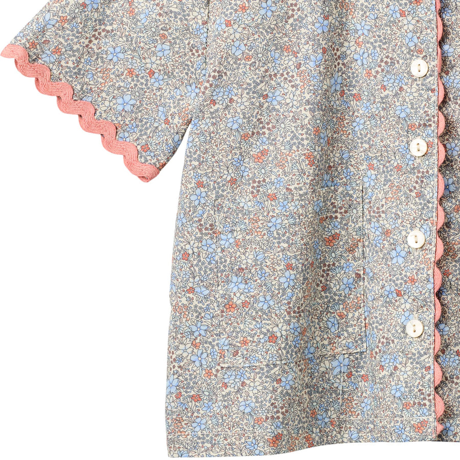 Wheat Shirt S/S Lace Vilma - 0616-223 2650 Air Blue Flowers
