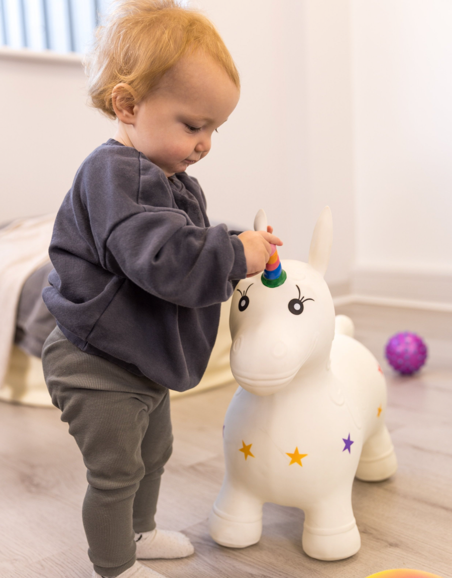 Happy Hopperz WHITE UNICORN - Space Hopper For Little