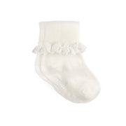 The Little Sock Company Frilly Non-Slip Stay-On Baby and Toddler Socks - Pearl White