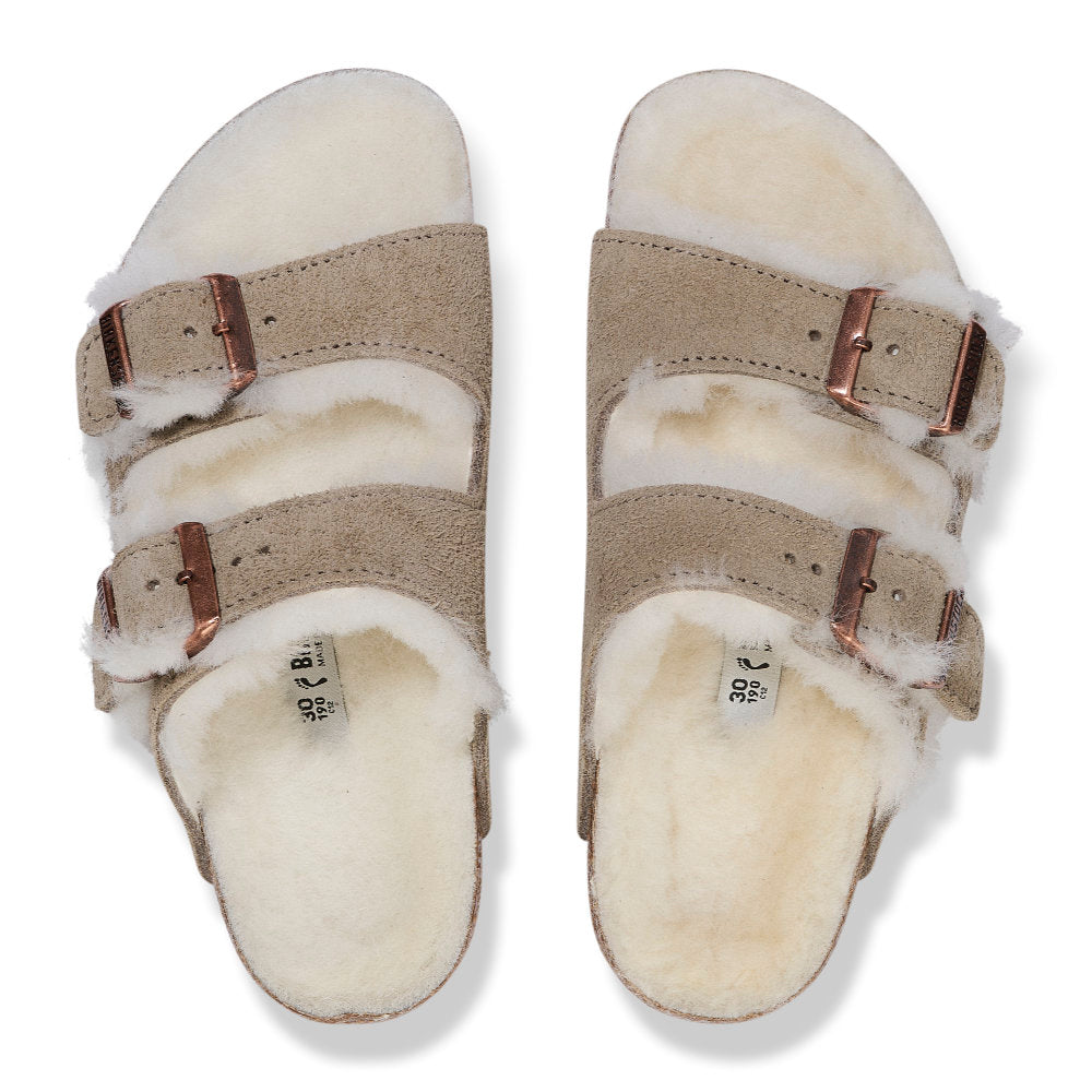 Birkenstock Arizona Kids LEVE Shearling Taupe Suede Sandal/slipper LAF 1028650