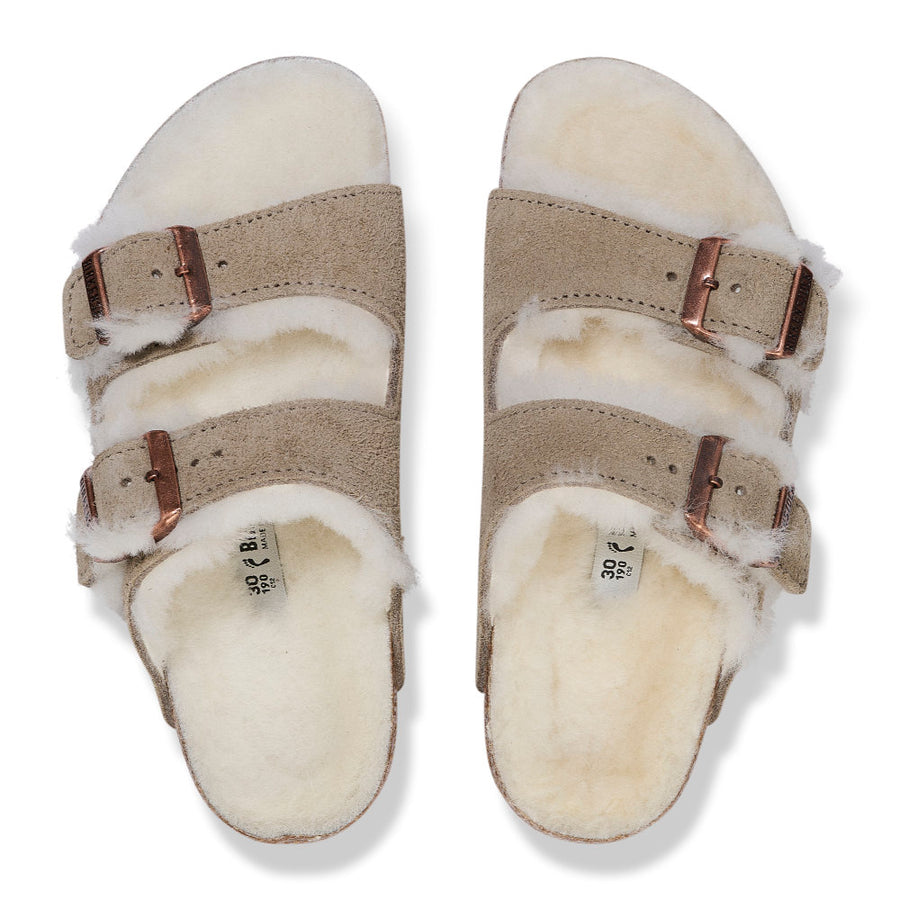 Birkenstock Arizona Kids LEVE Shearling Taupe Suede Sandal/slipper LAF 1028650