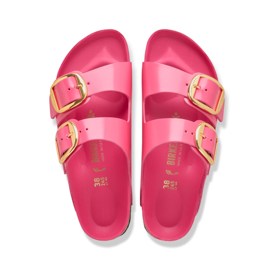 Birkenstock Arizona Big Buckle Natural Leather Patent High Shine Fuchsia Tulip 1031816 Sandals