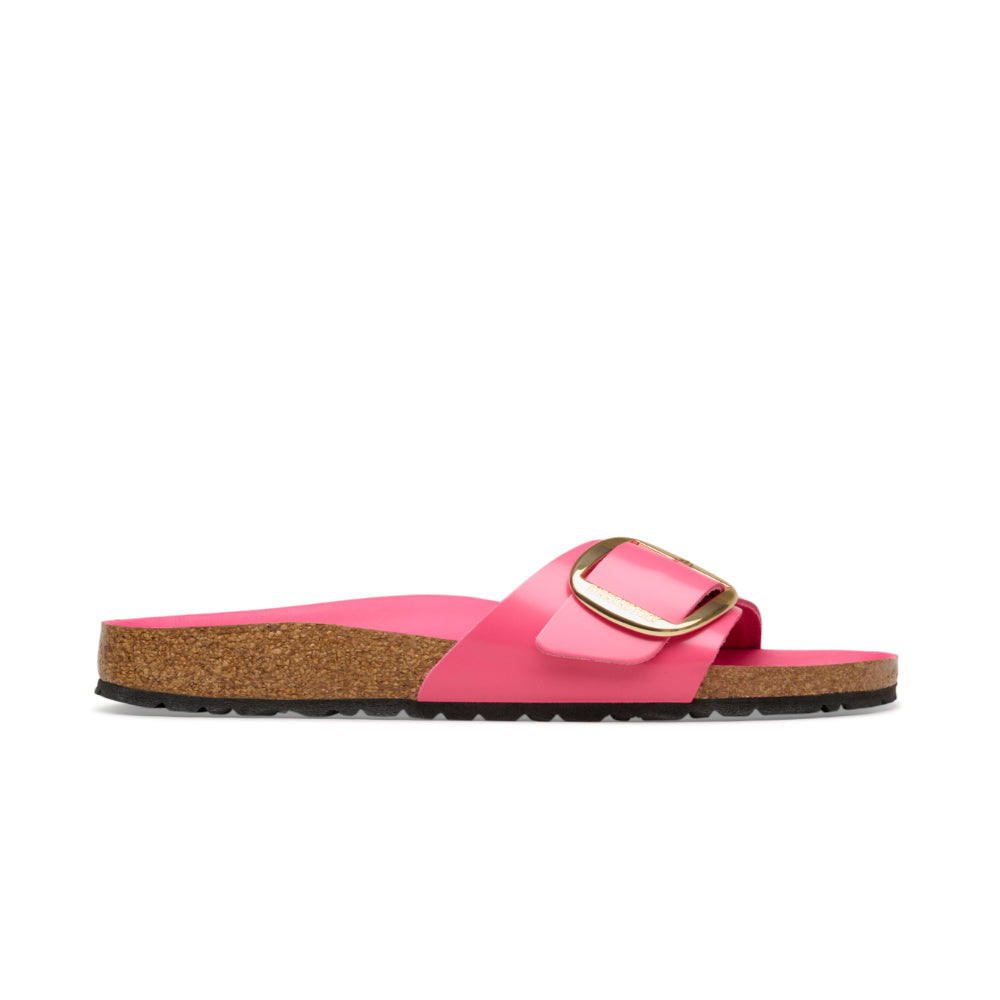 Birkenstock Madrid Big Buckle Natural Leather Patent High Shine Fuchsia Tulip 1031825 Sandals