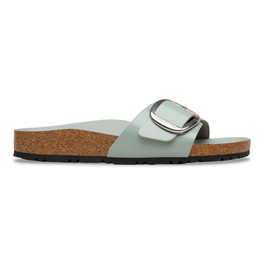 Birkenstock Madrid Big Buckle Natural Leather Patent High Shine Pure Sage 1031863 Sandals