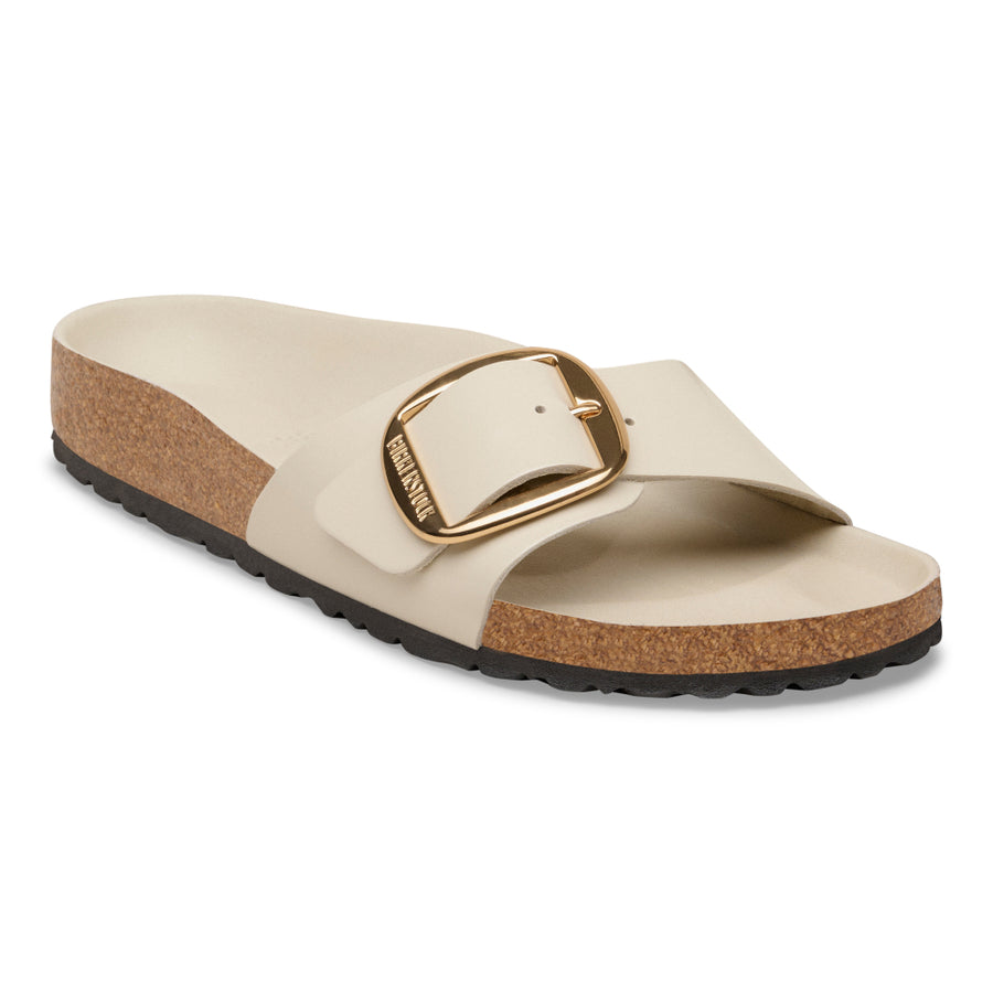 Birkenstock Madrid Big Buckle Natural Leather Patent High Shine Oyster 1031900 Sandals