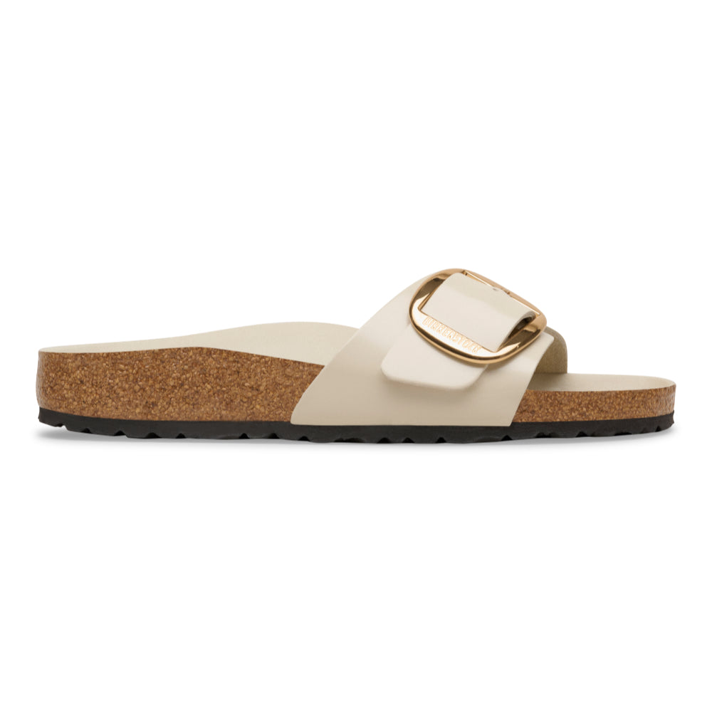 Birkenstock Madrid Big Buckle Natural Leather Patent High Shine Oyster 1031900 Sandals
