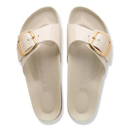 Birkenstock Madrid Big Buckle Natural Leather Patent High Shine Oyster 1031900 Sandals