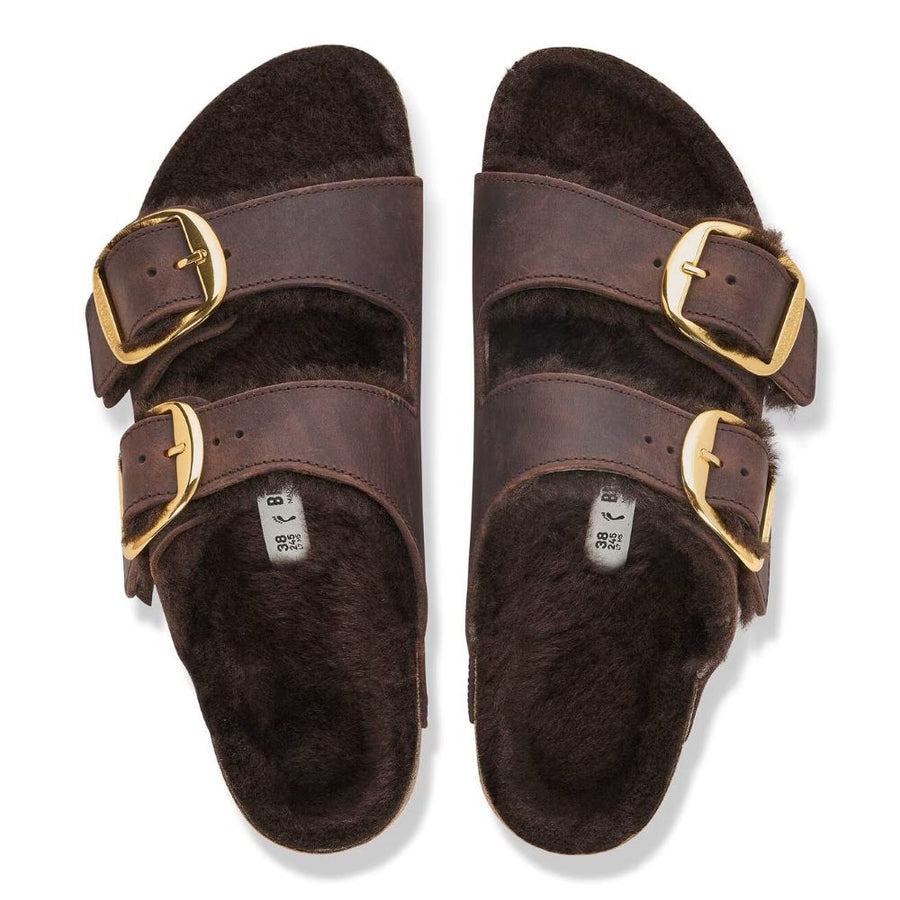 Birkenstock Arizona Big Buckle Shearling Natural Leather Oiled Habana 1032879