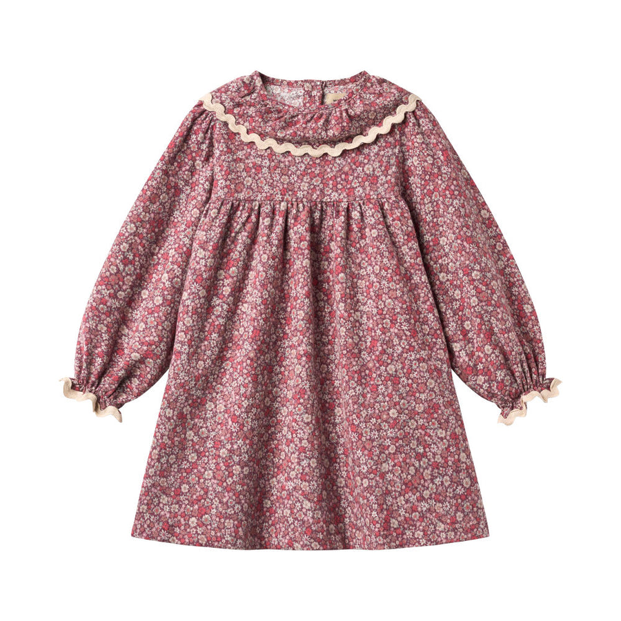 Wheat 1368-215-GOTS Dress L/S Collar Elvira 9773 Grape Flowers