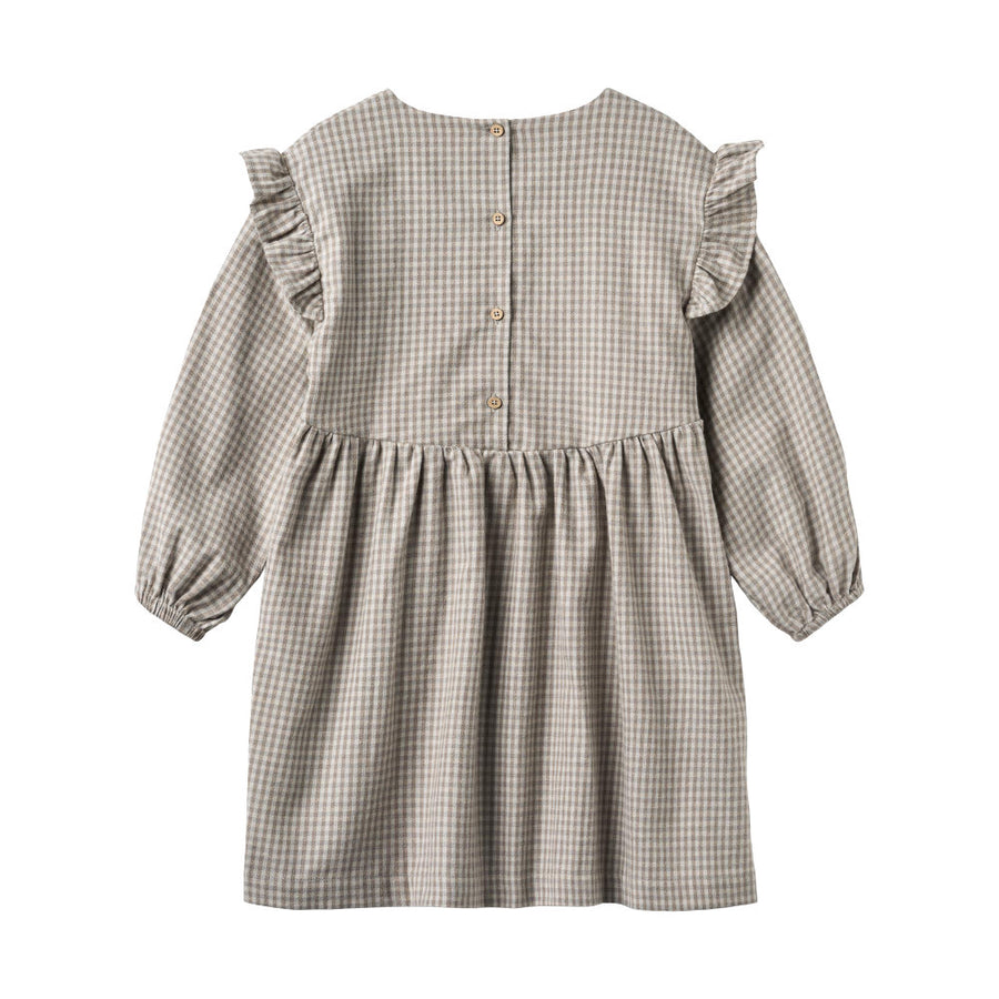 Wheat 1377-463-GOTS Dress Gro 0104 Greybrown Check