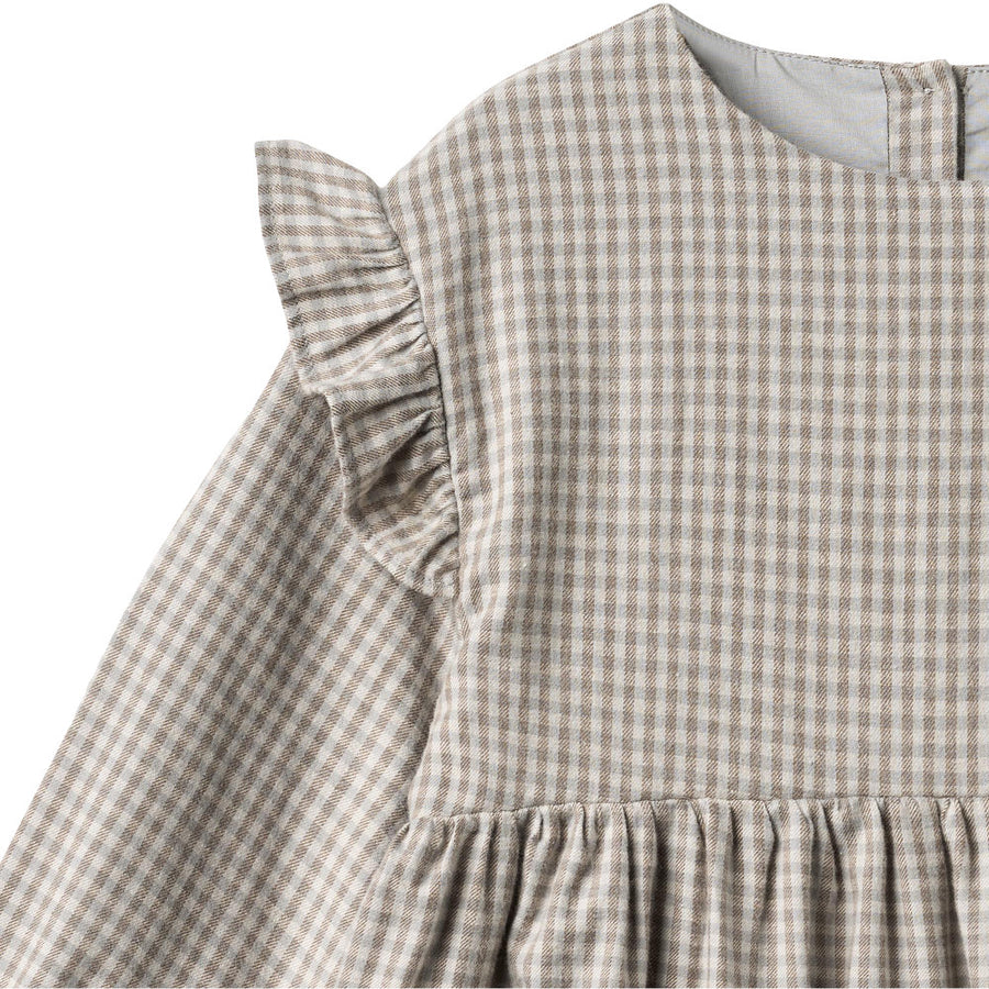 Wheat 1377-463-GOTS Dress Gro 0104 Greybrown Check