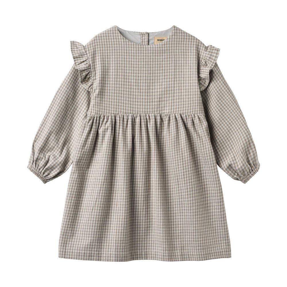 Wheat 1377-463-GOTS Dress Gro 0104 Greybrown Check