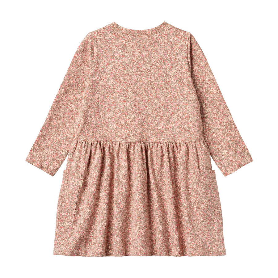 Wheat Jersey Dress L/S Bessie - 9566 Rose Dust Flower Meadow (Junior)