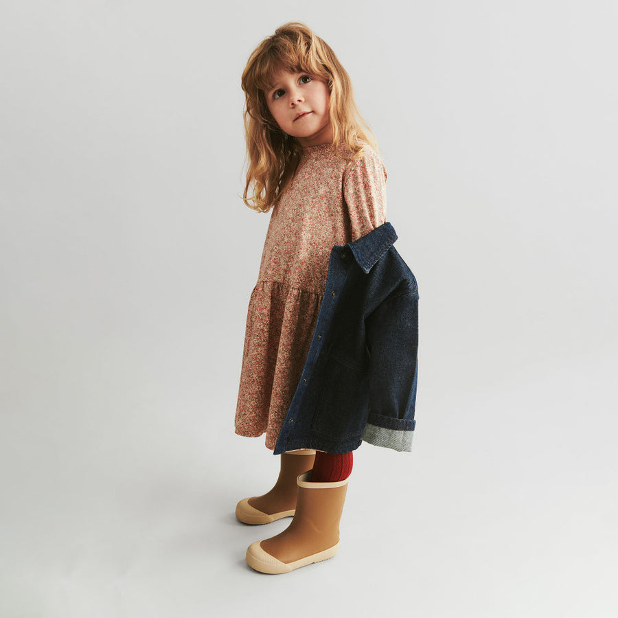 Wheat Jersey Dress L/S Bessie - 9566 Rose Dust Flower Meadow (Junior)