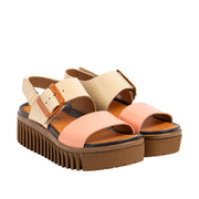 The Art Company 1578 Multi Champagne-Flamingo/Brighton Wedge Sandal