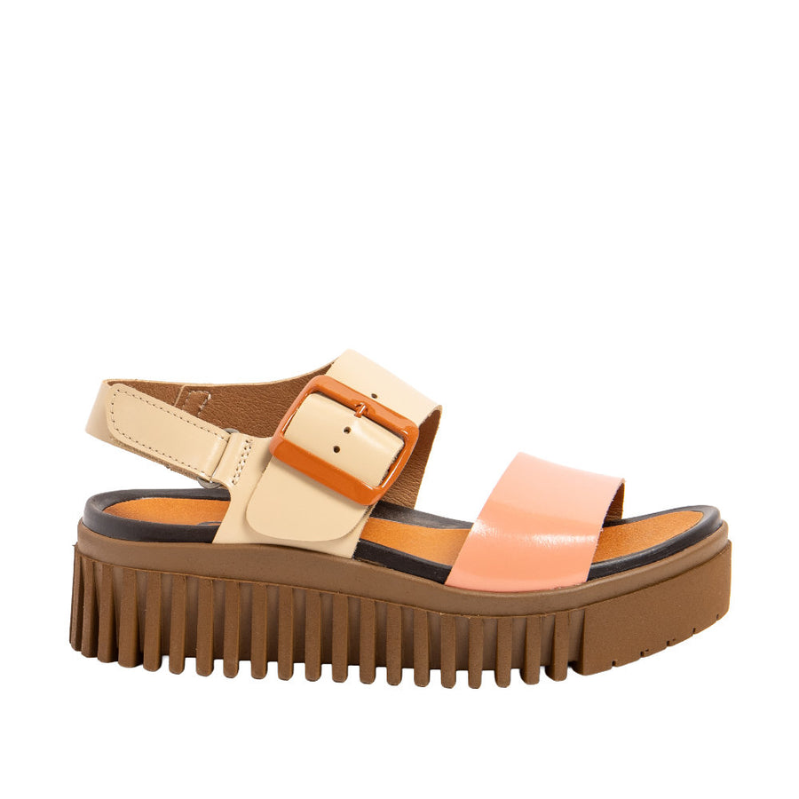 The Art Company 1578 Multi Champagne-Flamingo/Brighton Wedge Sandal