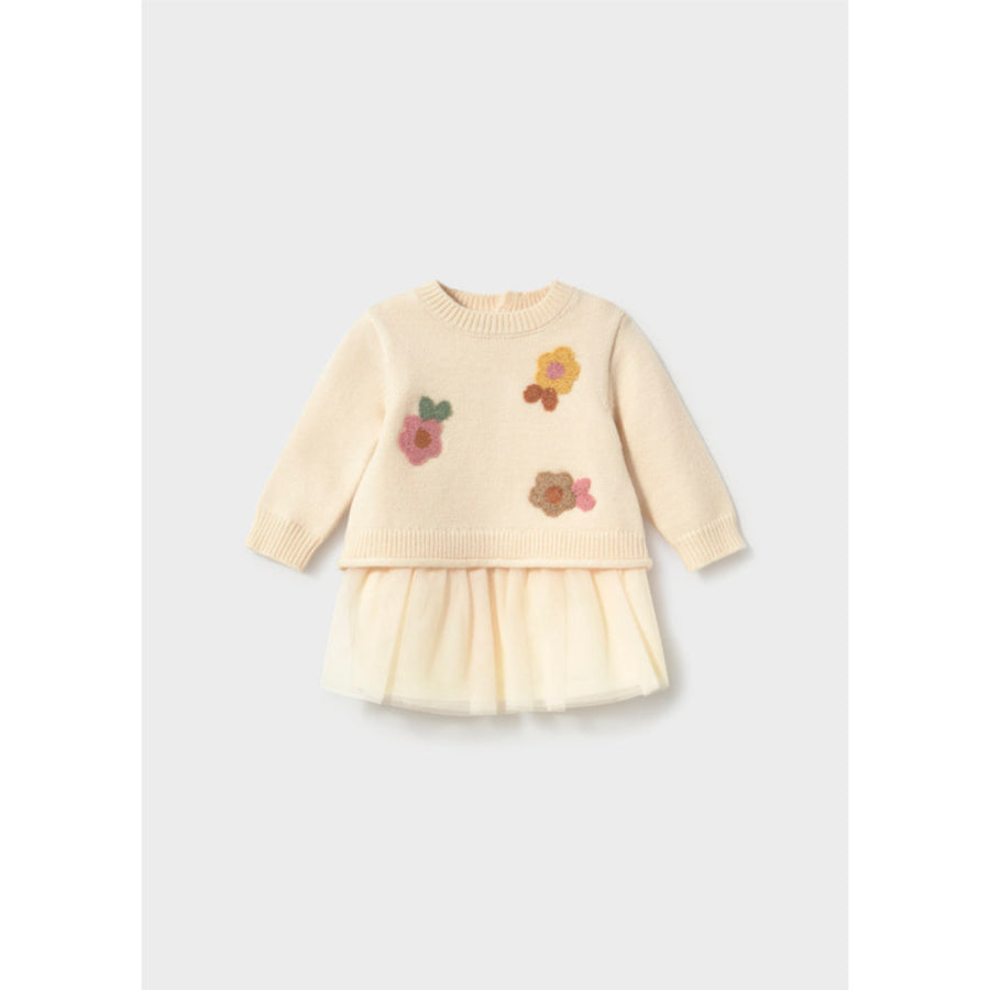 Mayoral Tricot/Tulle Dress Cream (2820)