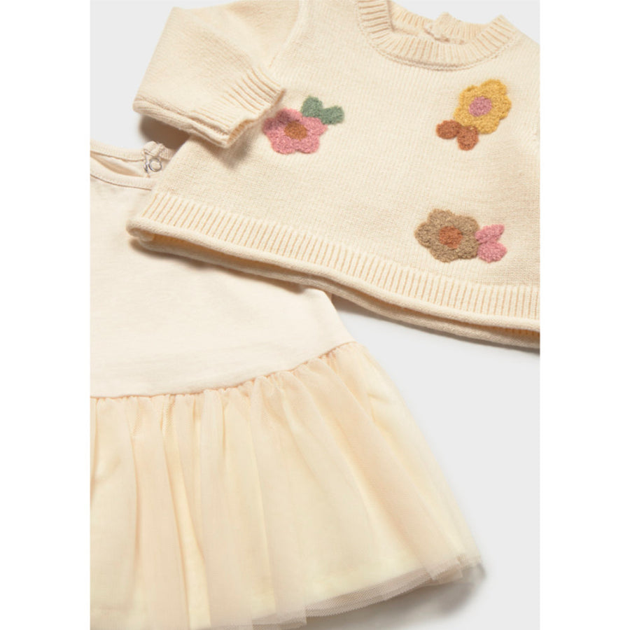 Mayoral Tricot/Tulle Dress Cream (2820)