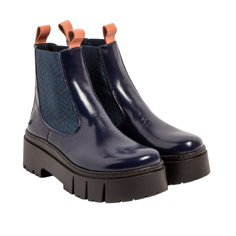 The Art Company 1766 Nappa Shinny Navy-Flamingo / Leeds Ankle Boots