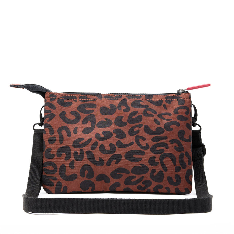 Roka Carnaby Crossbody Leopard Print XL Recycled Canvas Bag