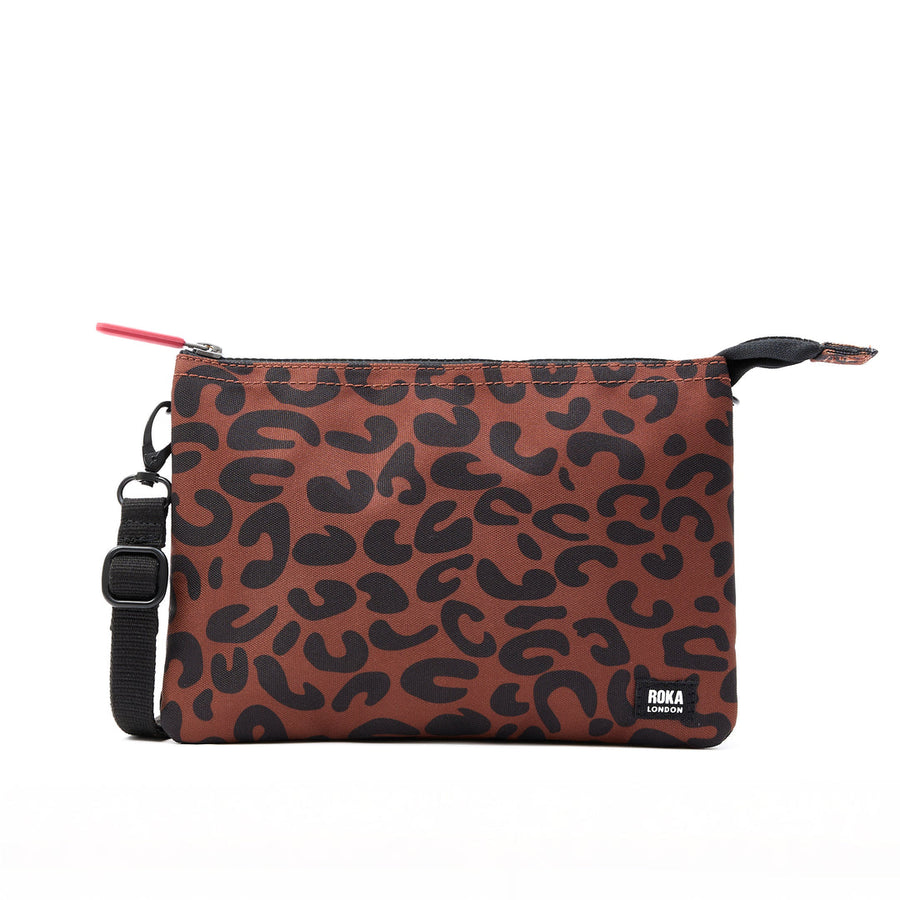 Roka Carnaby Crossbody Leopard Print XL Recycled Canvas Bag