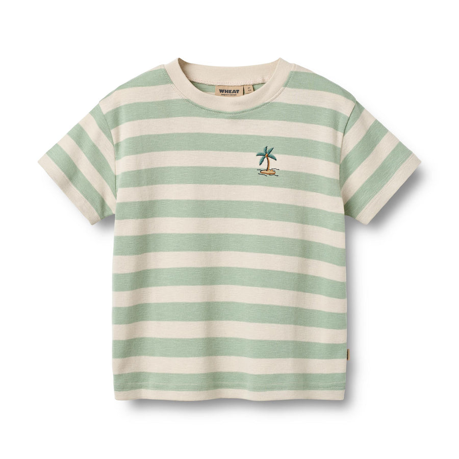 Wheat T-Shirt S/S Liam - 2172-108S 9647 Mint Stripe