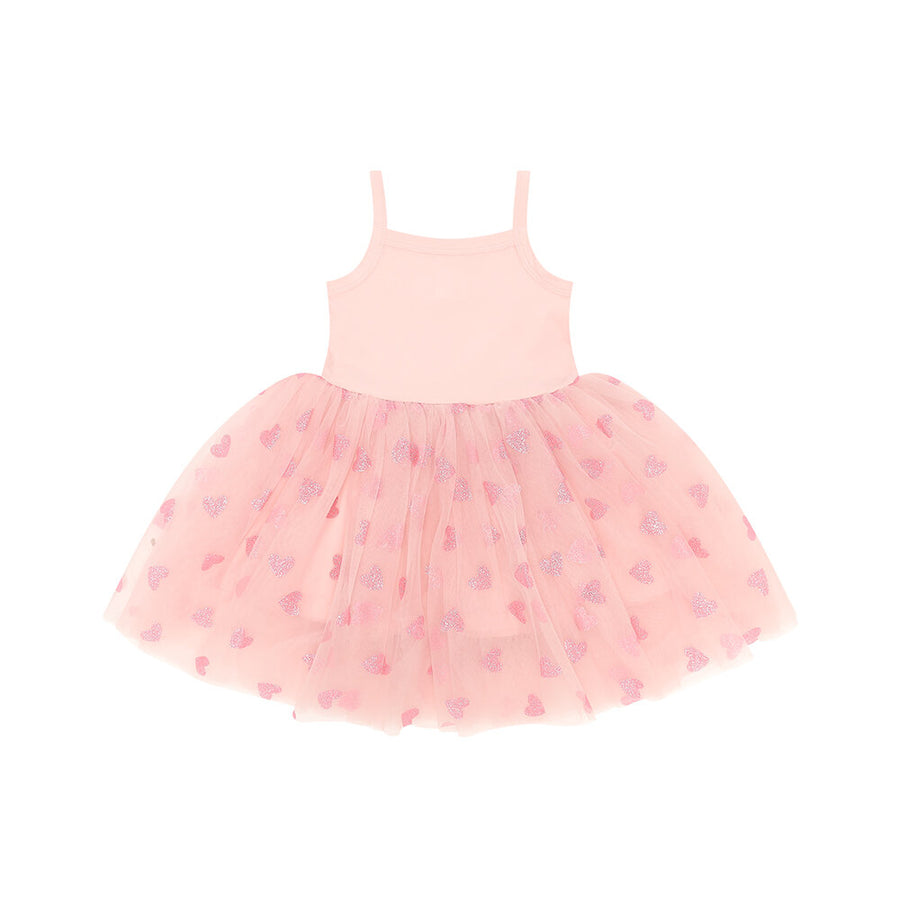 Bob and Blossom Glitter Hearts Dress D60 Pale Pink